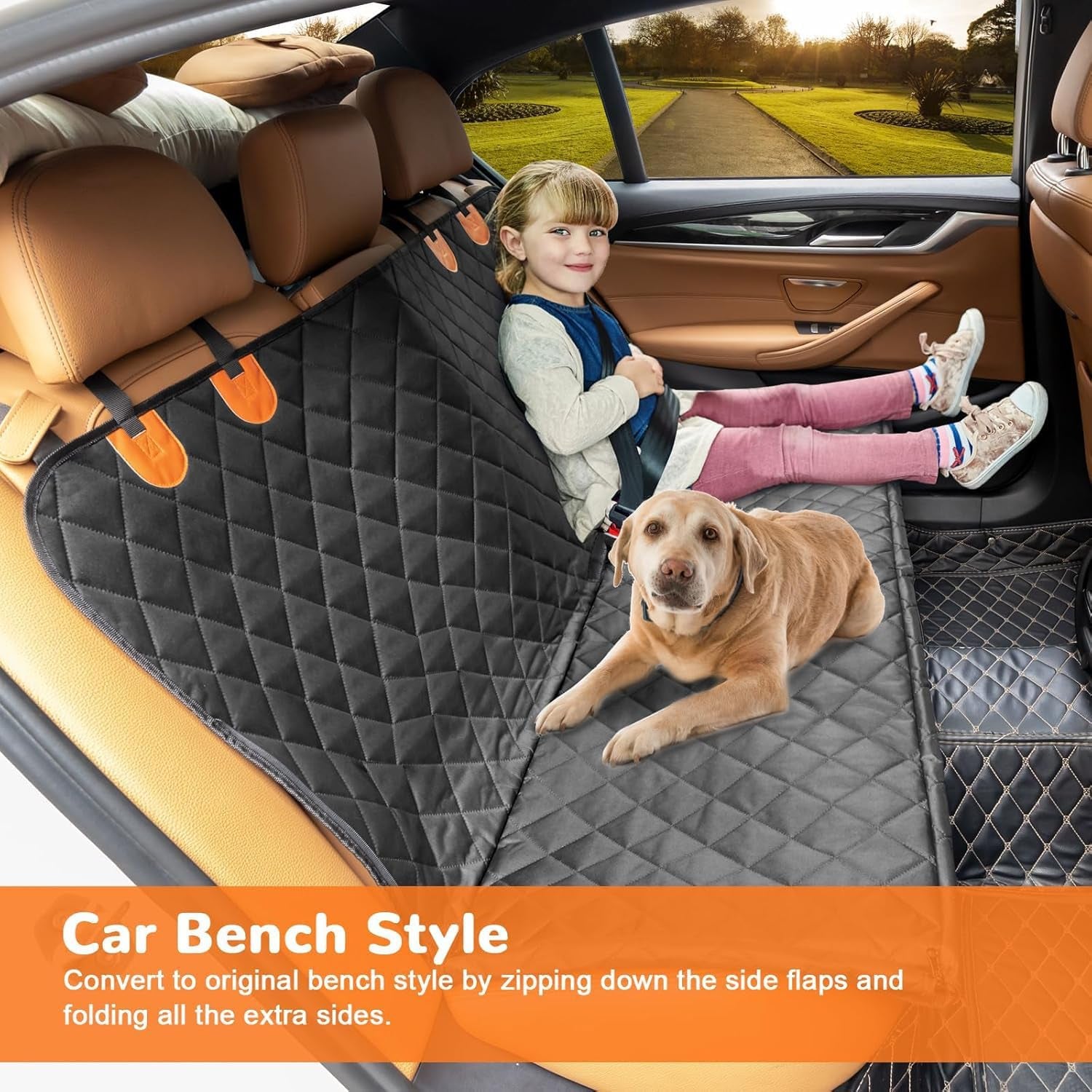 Dog Car Seat Cover for Pets 100% Waterproof Seat Cover Hammock 600D Heavy Duty Scratch Proof Nonslip Durable Soft Back Seat Covers for Cars and Suvs