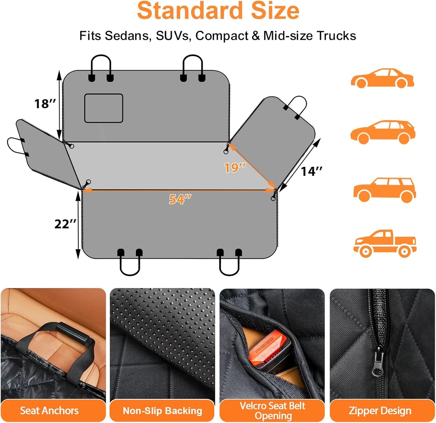 Dog Car Seat Cover for Pets 100% Waterproof Seat Cover Hammock 600D Heavy Duty Scratch Proof Nonslip Durable Soft Back Seat Covers for Cars and Suvs
