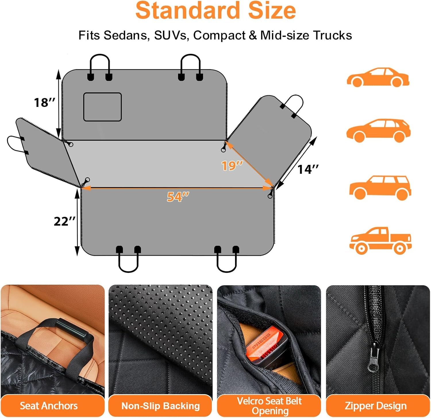 Dog Car Seat Cover for Pets 100% Waterproof Seat Cover Hammock 600D Heavy Duty Scratch Proof Nonslip Durable Soft Back Seat Covers for Cars and Suvs